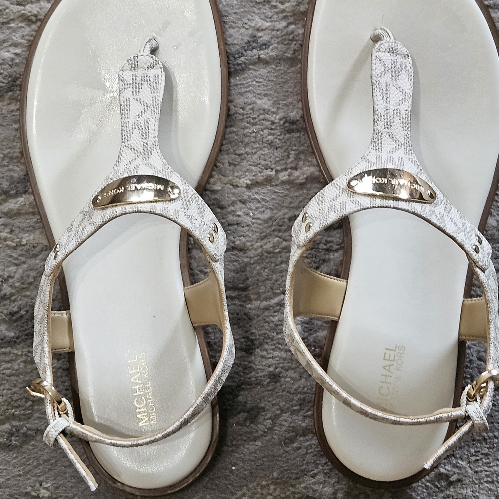 Michael Kors White and Tan Sandals